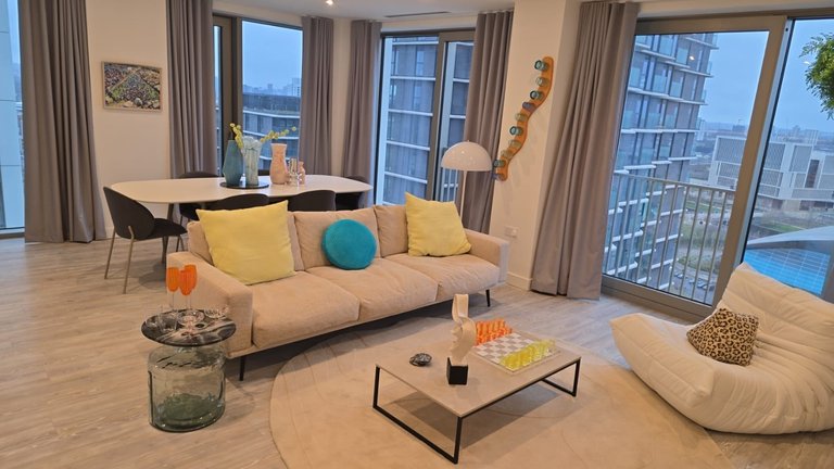 A clean, comfortable apartment living room